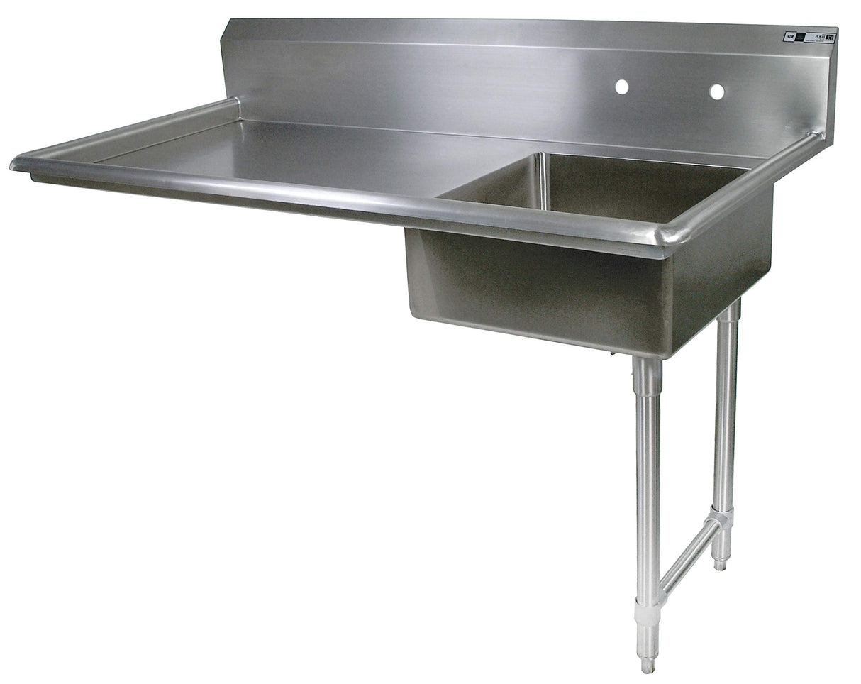 John Boos EDTS8-S30-50UCL E Series Stainless Steel Undercounter Dishtable, 8" Deep Sink Bowl, 50" Length by 30" Width, Left Hand Side Table