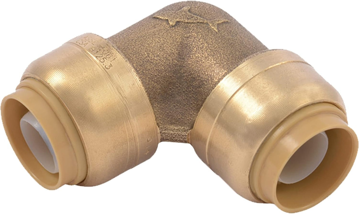 SharkBite 1/2 Inch 90 Degree Elbow, Push to Connect Brass Fitting, PEX Pipe, Copper, CPVC, PE-RT, HDPE, U248LFA