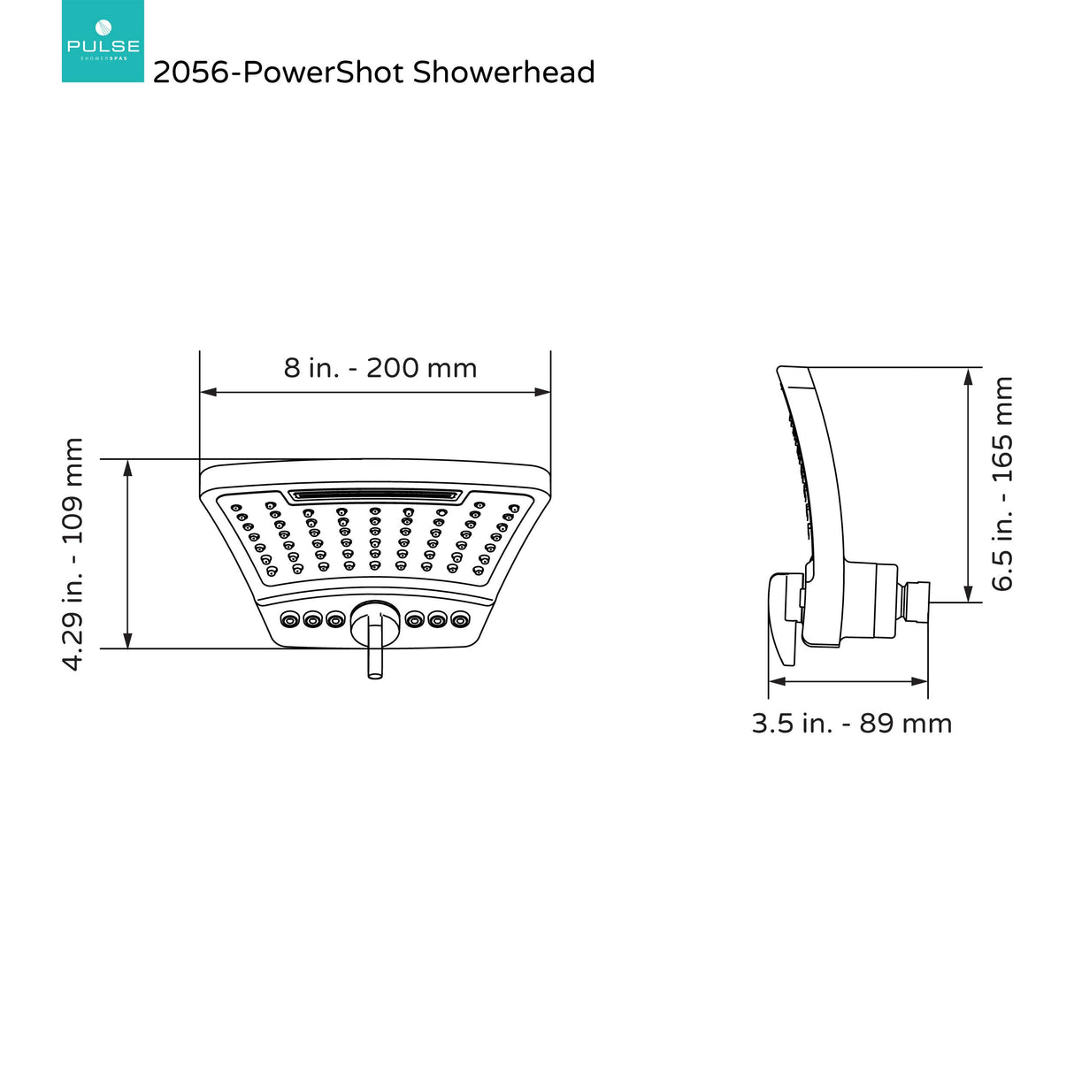 PULSE ShowerSpas 2056-BN PowerShot Air-Infused Curved 3-Pattern Showerhead, 8", Brushed Nickel Finish