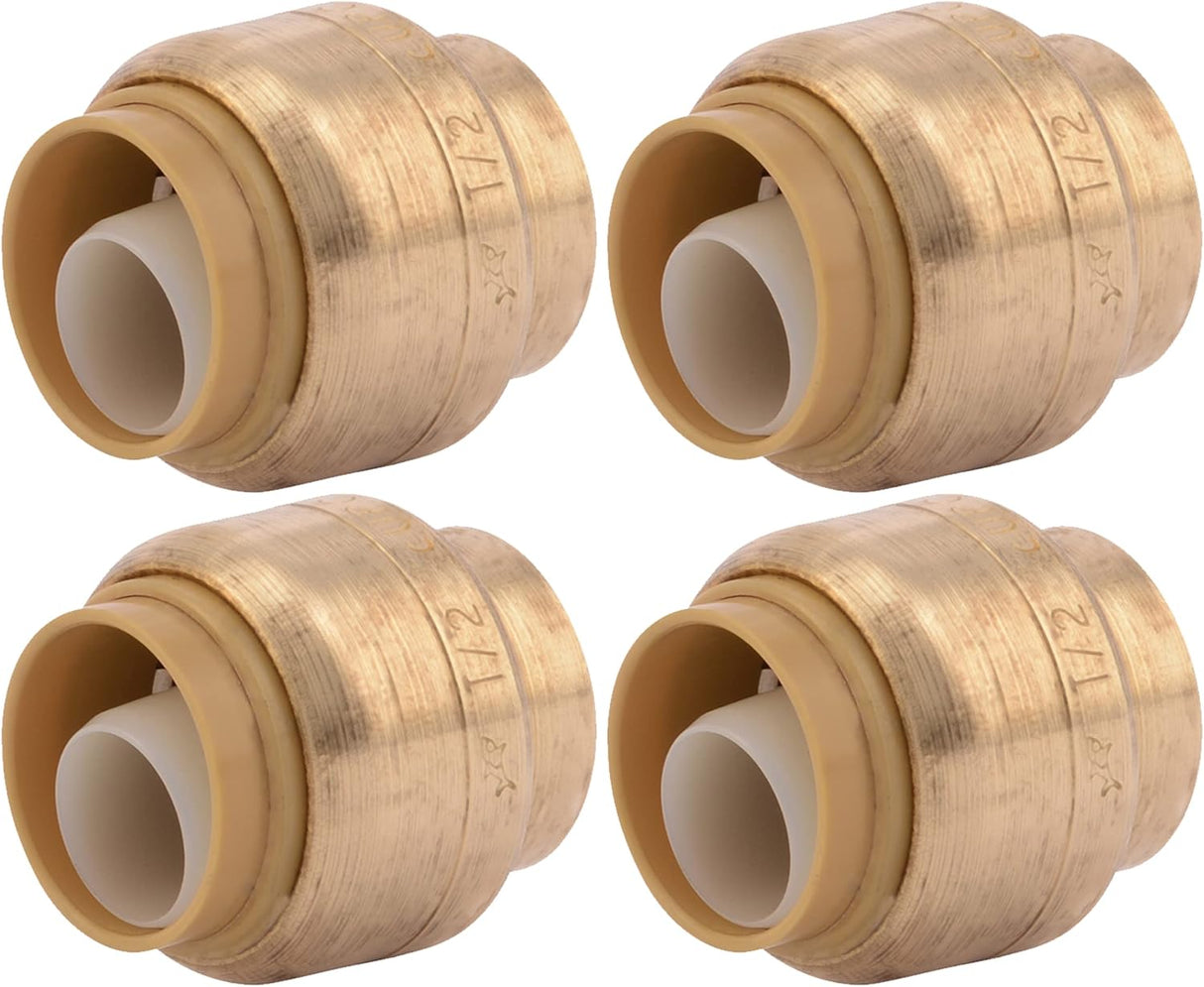 SharkBite 1/2 Inch Push Cap, Pack of 6, Push to Connect Brass Plumbing Fitting, PEX Pipe, Copper, CPVC, PE-RT, HDPE, U514LFA4