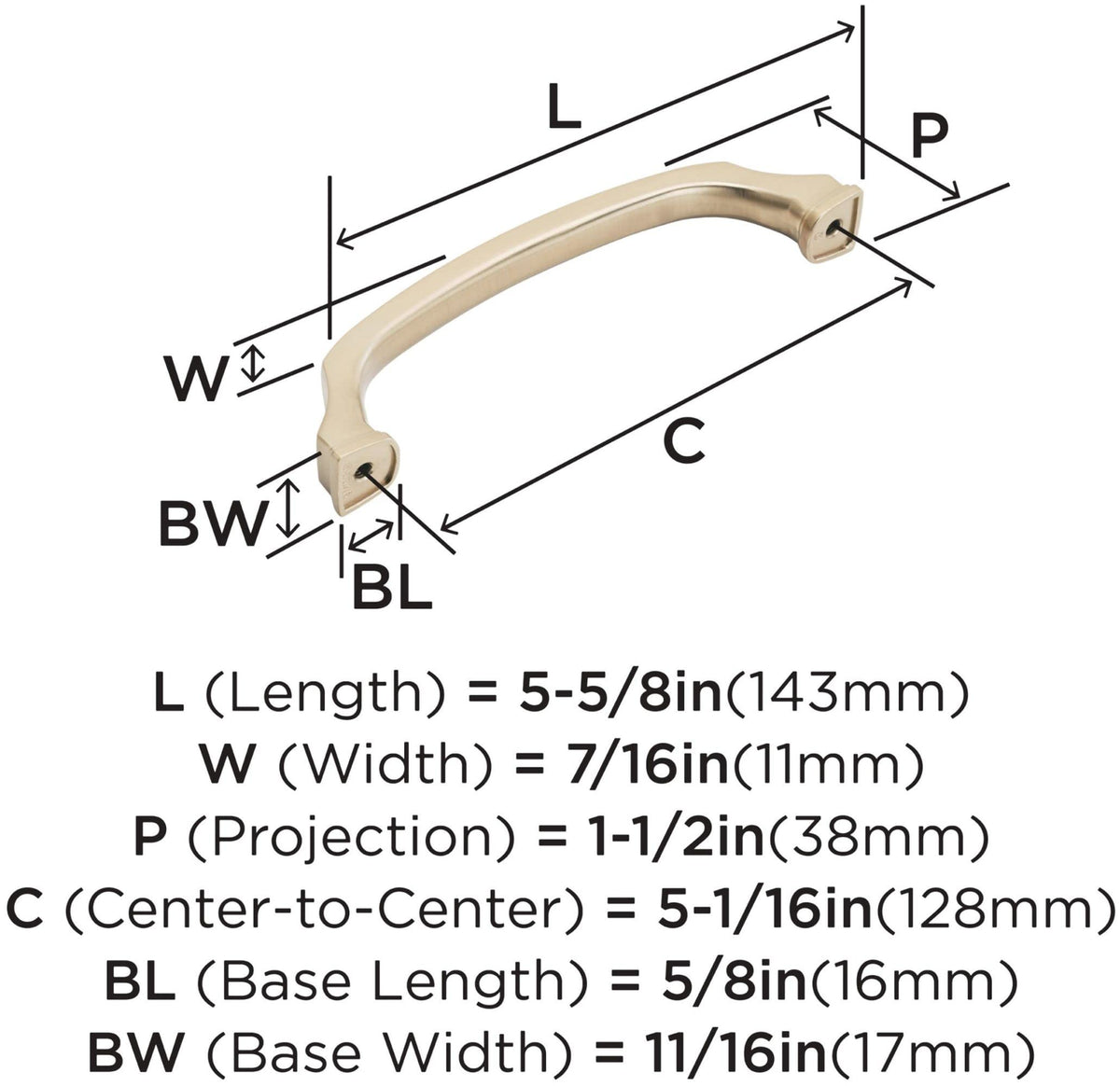 Amerock Cabinet Pull Champagne Bronze 5-1/16 inch (128 mm) Center to Center Revitalize 1 Pack Drawer Pull Drawer Handle Cabinet Hardware