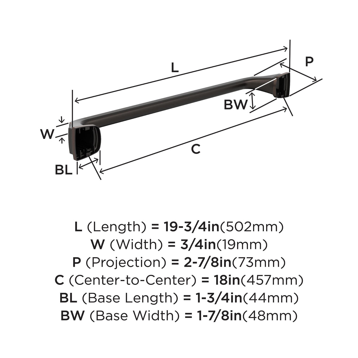 Amerock BH36033ORB Oil Rubbed Bronze Towel Bar 18 in (457 mm) Towel Rack Revitalize Bathroom Towel Holder Bathroom Hardware Bath Accessories