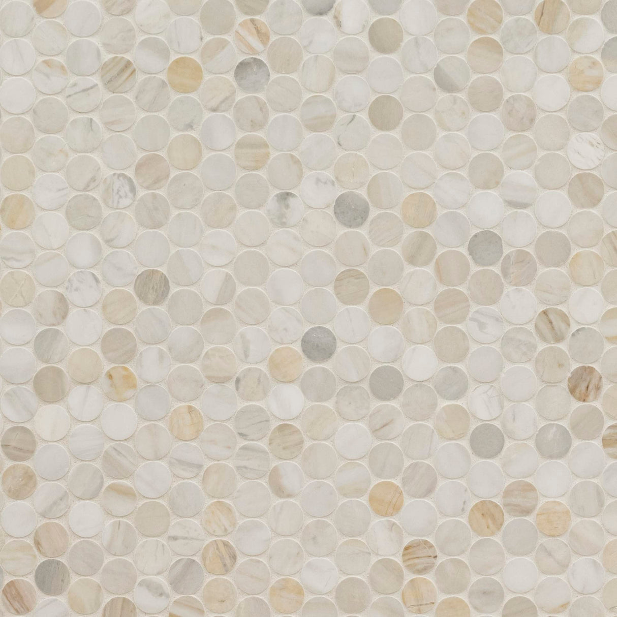 MSI Athena Gold 12 in. x 12 in. (CASE) Pennyround Honed Marble Mesh Mounted Mosaic Tile for Bathroom, Kitchen Backsplash, Accent Wall Tile, and Shower Wall Tile, Sample
