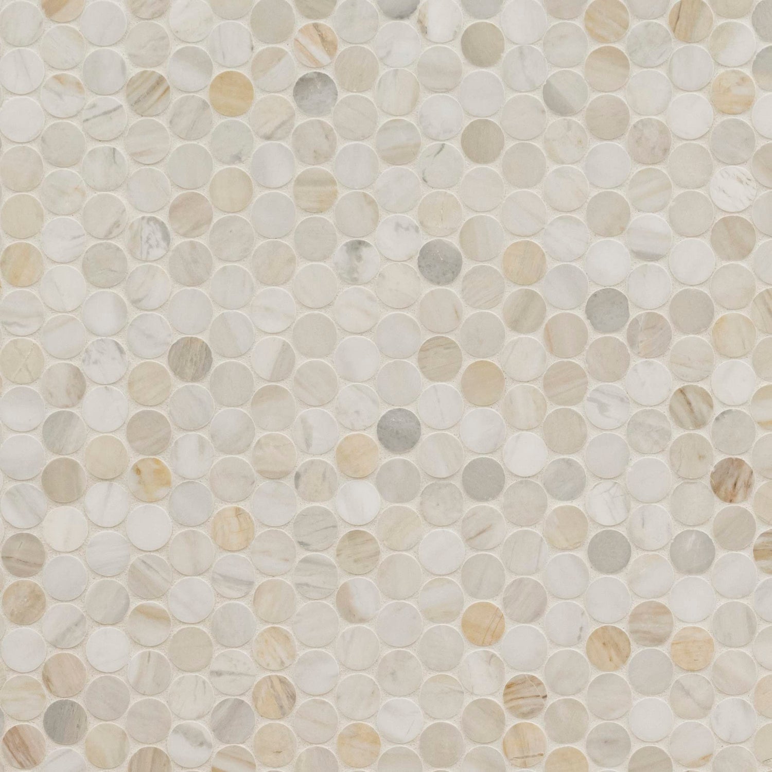 MSI Athena Gold 12 in. x 12 in. (CASE) Pennyround Honed Marble Mesh Mounted Mosaic Tile for Bathroom, Kitchen Backsplash, Accent Wall Tile, and Shower Wall Tile, Sample