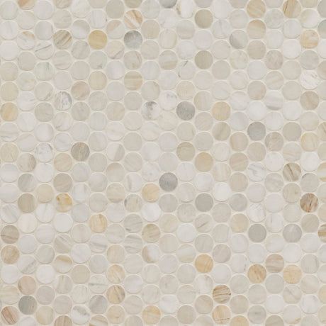 MSI Athena Gold 12 in. x 12 in. (CASE) Pennyround Honed Marble Mesh Mounted Mosaic Tile for Bathroom, Kitchen Backsplash, Accent Wall Tile, and Shower Wall Tile, Sample