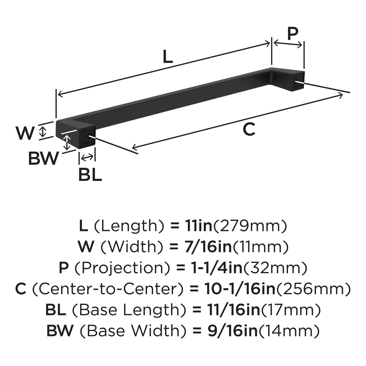 Amerock BP55283BBR Black Bronze Cabinet Pull 10-1/16 in (256 mm) Center-to-Center Cabinet Handle Blackrock Drawer Pull Kitchen Cabinet Handle Furniture Hardware