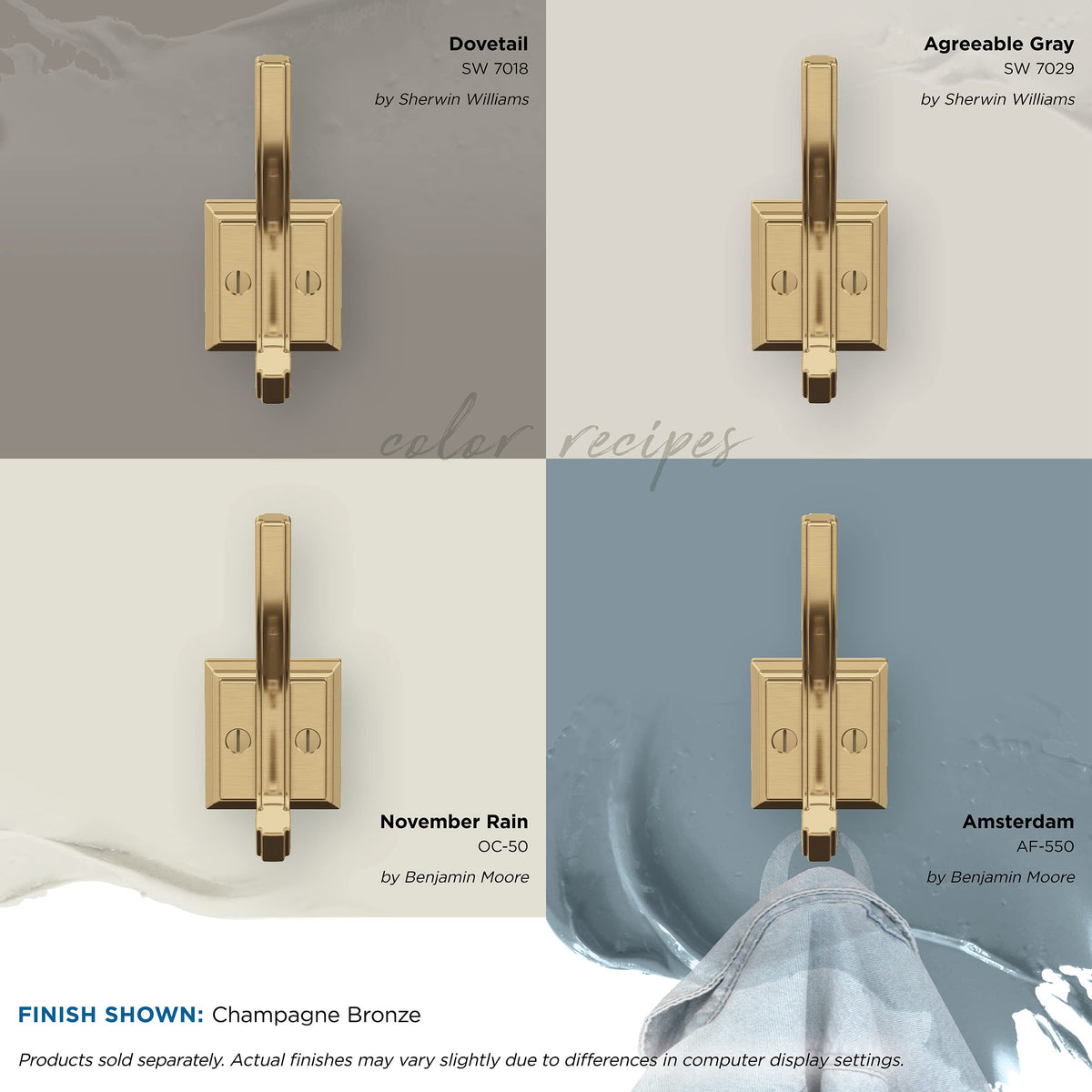 Amerock H37005CZ Aliso Double Prong Decorative Wall Hook Champagne Bronze Hook for Coats, Hats, Backpacks, Bags Hooks for Bathroom, Bedroom, Closet, Entryway, Laundry Room, Office