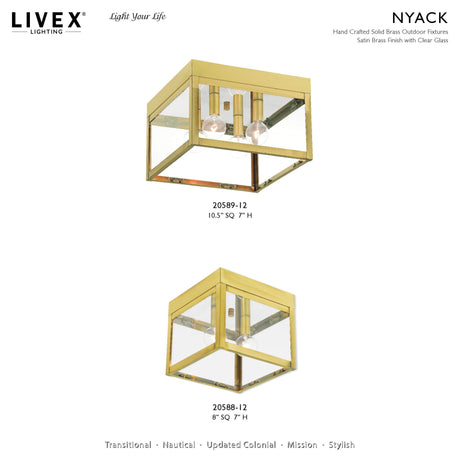 Livex Lighting 20589-01 Nyack Antique Brass 4 Light Outdoor Ceiling Mount