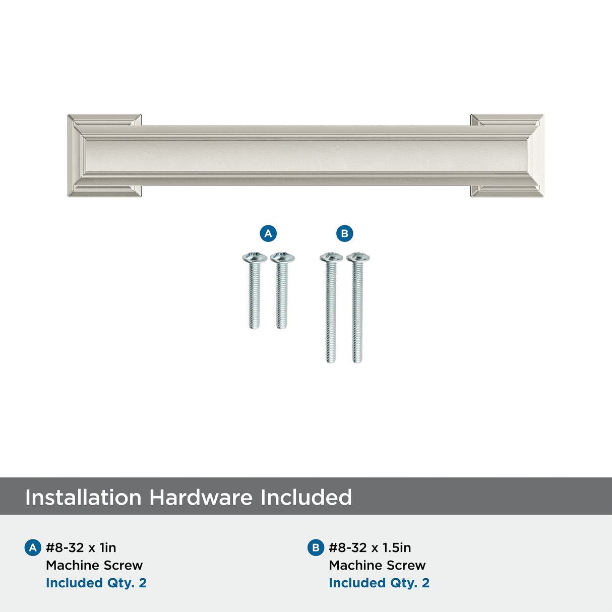 Amerock Cabinet Pull Satin Nickel 3-3/4 inch (96 mm) Center-to-Center Appoint 1 Pack Drawer Pull Cabinet Handle Cabinet Hardware