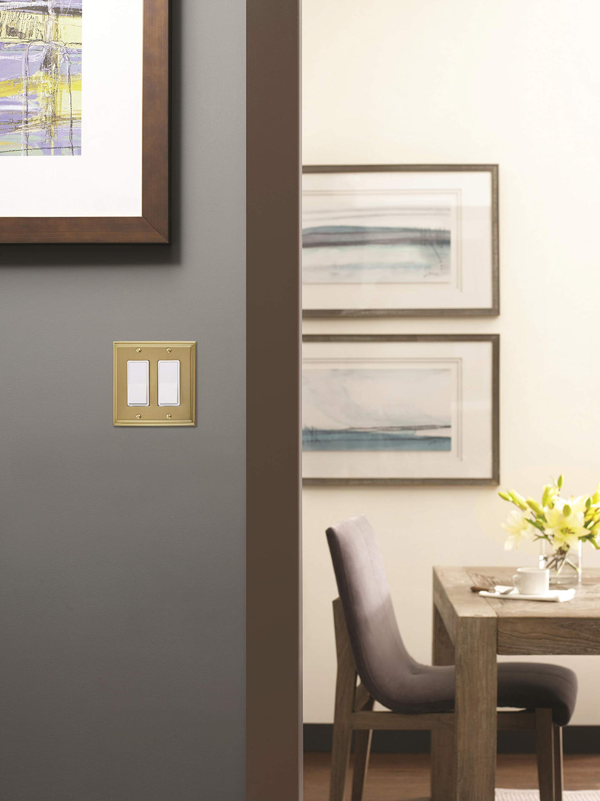 Amerock Wall Plate Golden Champagne 2 Rocker Switch Plate Cover Mulholland 1 Pack Decora Wall Plate Light Switch Cover
