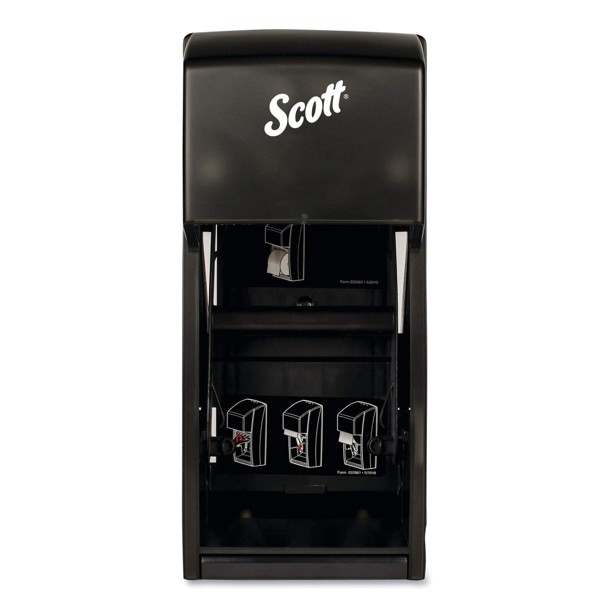 Scott Professional Vertical Standard Roll Toilet Paper Dispenser (09021), Dual Capacity, Black, 6.0"x13.6"x6.6" (Qty 1)