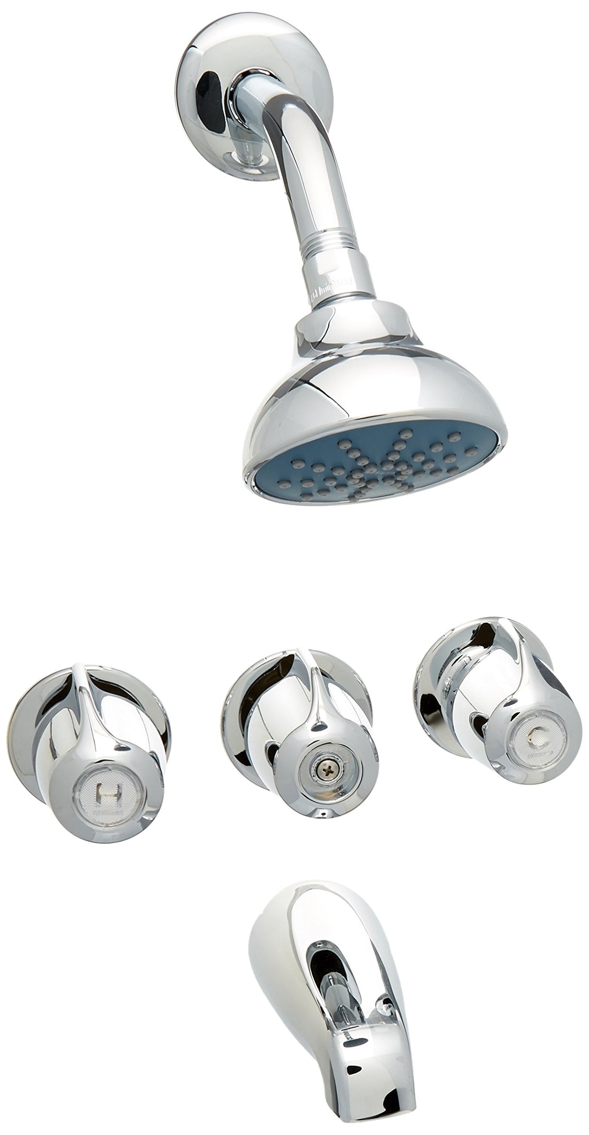 Gerber G0048030 Chrome Classics Three Handle Threaded Escutcheon Tub & SHOWE...