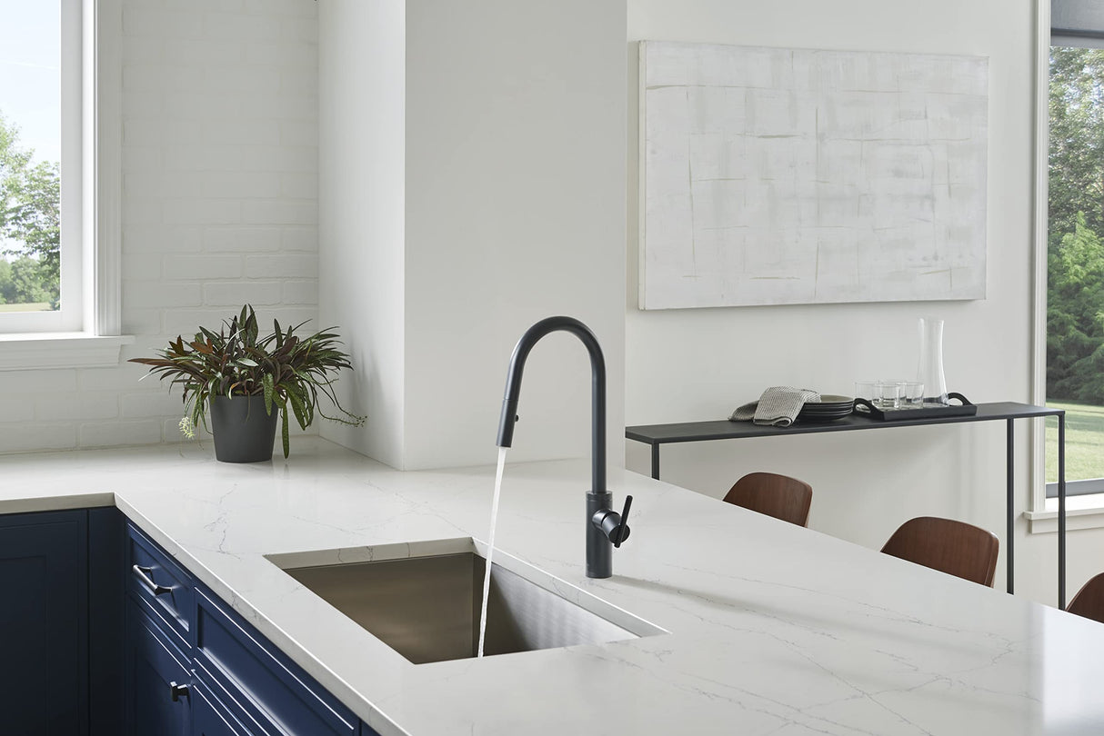 Gerber D454058BS Parma Cafe Single Handle Pull-down Kitchen Faucet - Satin Black