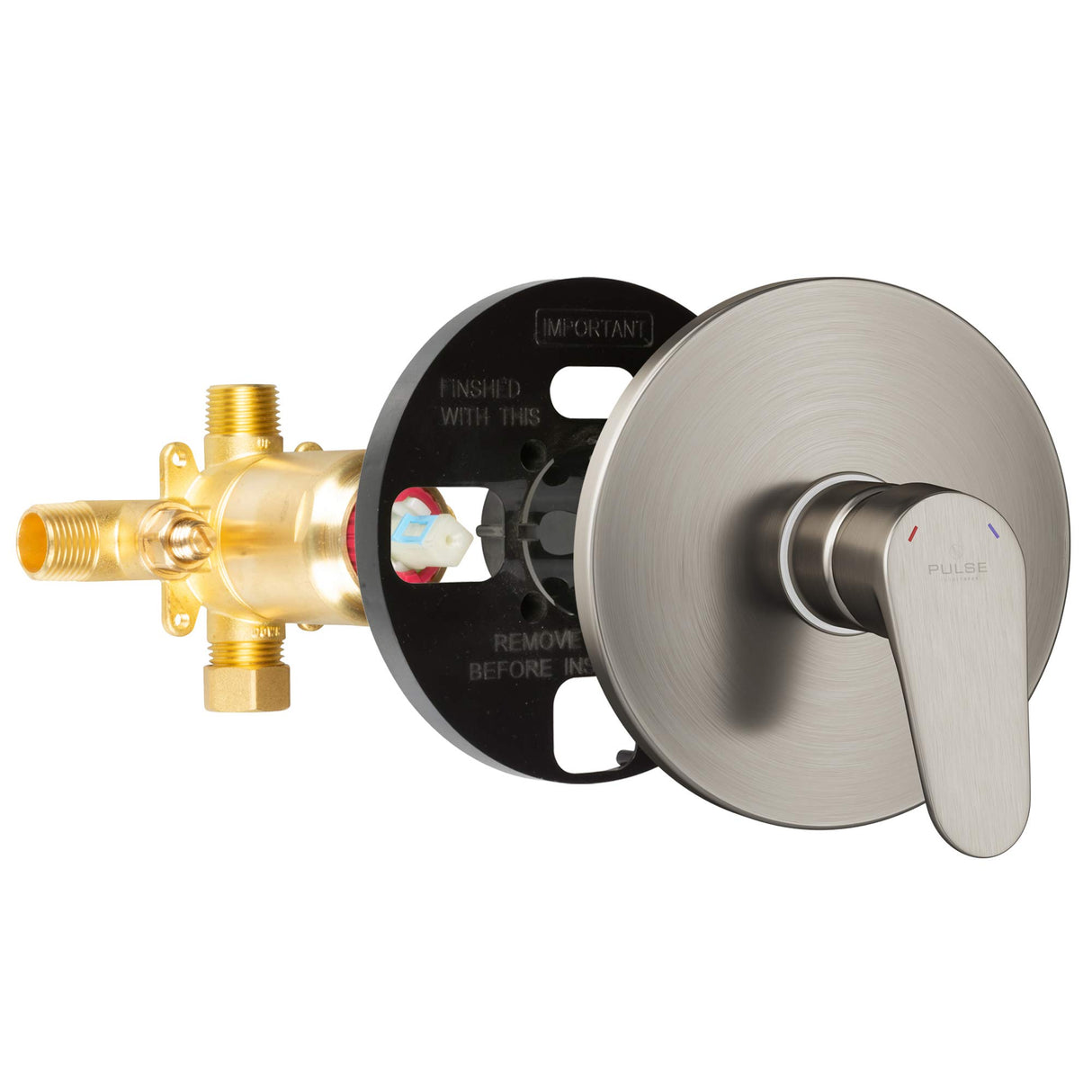 PULSE ShowerSpas 3001-RIV-PB-BN Tru-Temp Mixing Valve, Pressure Balance Rough-In Valve Trim Kit, Round, 1/2" NPT, Brushed Nickel