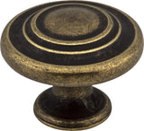 Elements 107AEM 1-5/16" Diameter Distressed Antique Brass Round Arcadia Cabinet Knob