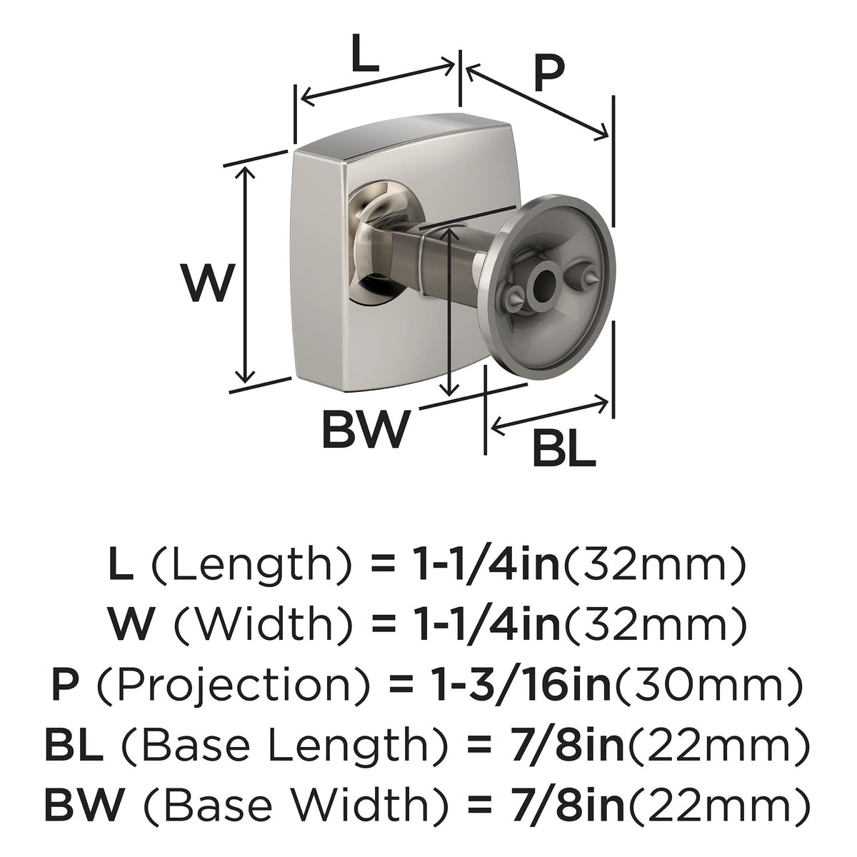 Amerock BP37101PN Everett Knob, Polished Nickel