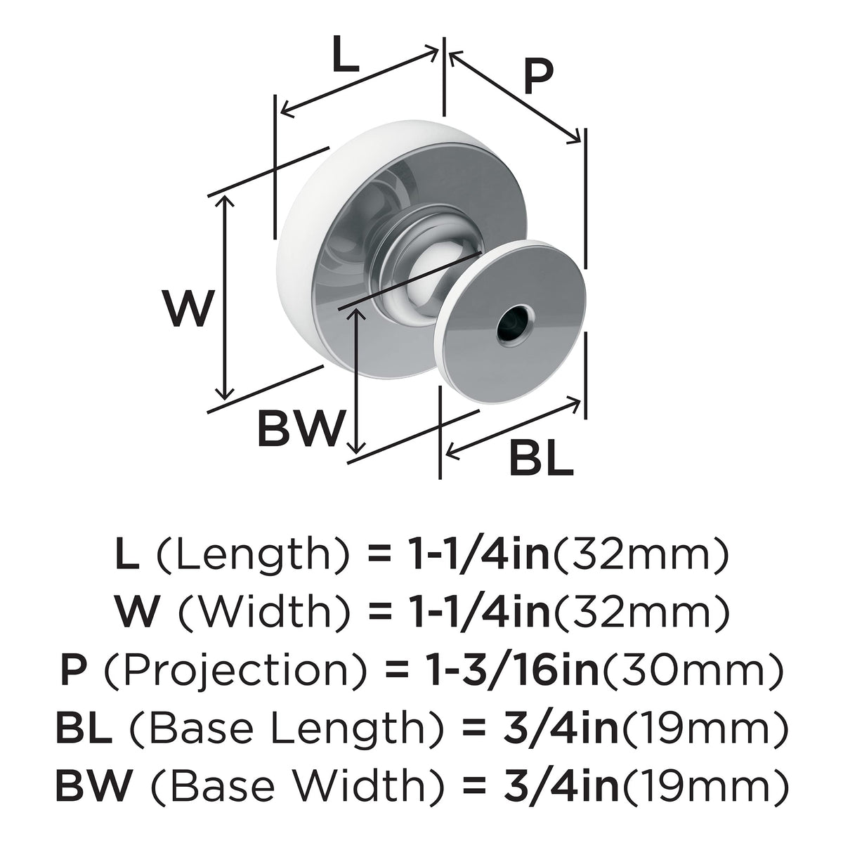 Amerock Cabinet Knob Polished Chrome 1-1/4 inch (32 mm) Diameter Winsome 1 Pack Drawer Knob Cabinet Hardware