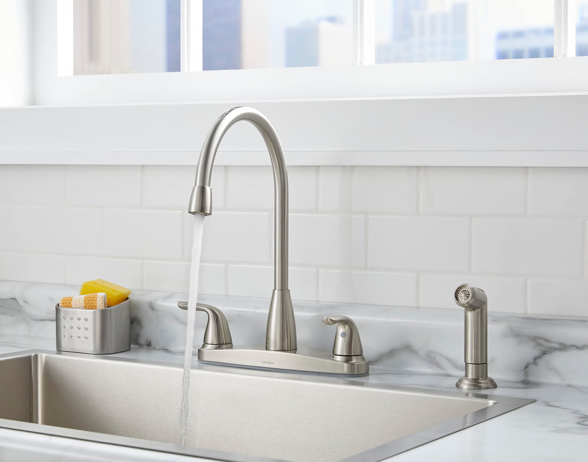 Gerber G0040167SS Viper Two Handle High Arc Kitchen Faucet W/sidespray - STAINLES...