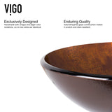 VIGO Russet 16.5 inch Diameter Over the Counter Freestanding Matte Stone Round Vessel Bathroom Sink in Gold and Brown Fusion - Sink for Bathroom VG07505