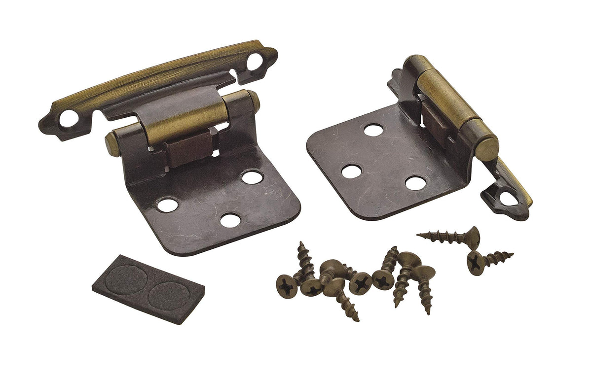 Amerock Cabinet Hinge Variable Overlay Hinge Antique Brass 2 Pack Self-Closing Hinge Face Mount Hinge Cabinet Door Hinge