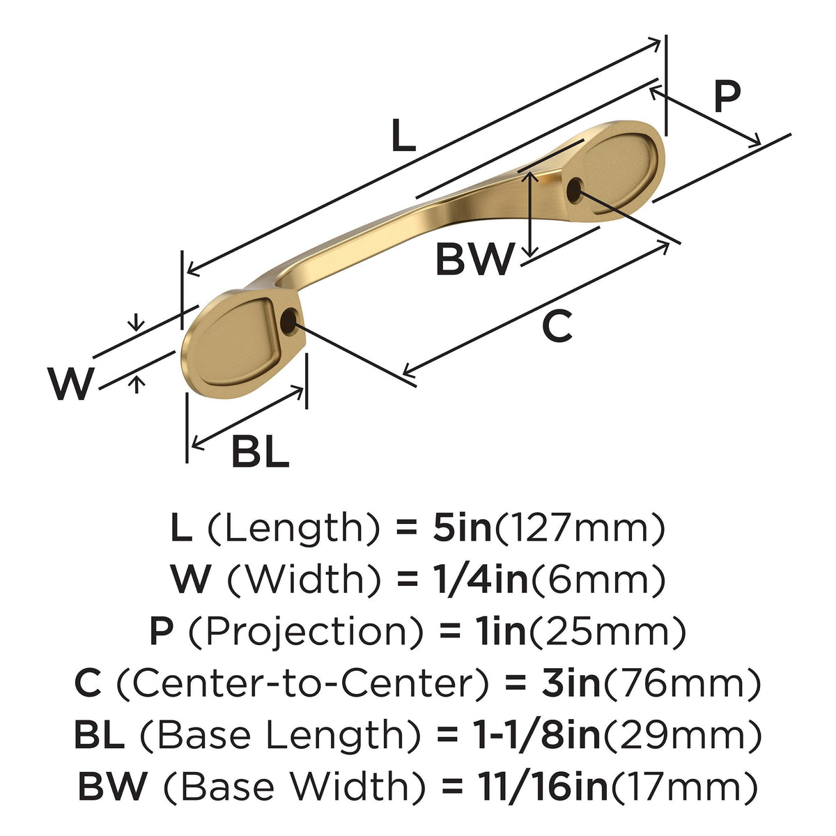 Amerock BP21935CZ Champagne Bronze Cabinet Pull 3 inch (76mm) Center-to-Center Cabinet Hardware Ravino Furniture Hardware Drawer Pull