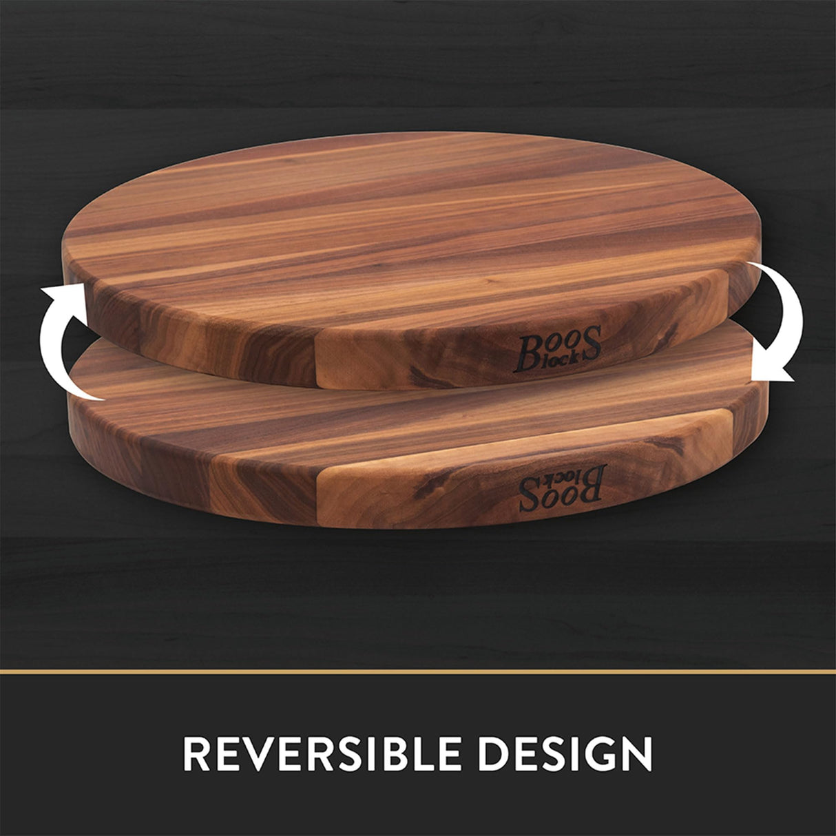 John Boos WAL-R18 Large Walnut Wood Cutting Board for Kitchen Prep 18 Inches Diameter, 1.5 Thick Reversible End Grain Round Charcuterie Block 18DIAX1.5 WAL-EDGE GR-REV-BRANDED