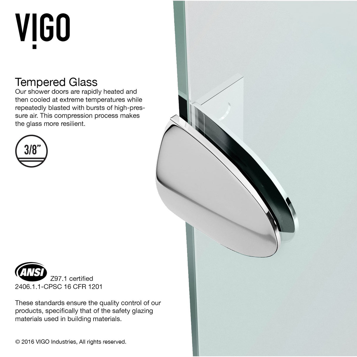 VIGO VG6061CHCL36 34.13" -34.13" W -73.38" H Frameless Hinged Neo-angle Shower Enclosure with Clear 0.38" Tempered Glass and Stainless Steel Hardware in Chrome Finish with Reversible Handle