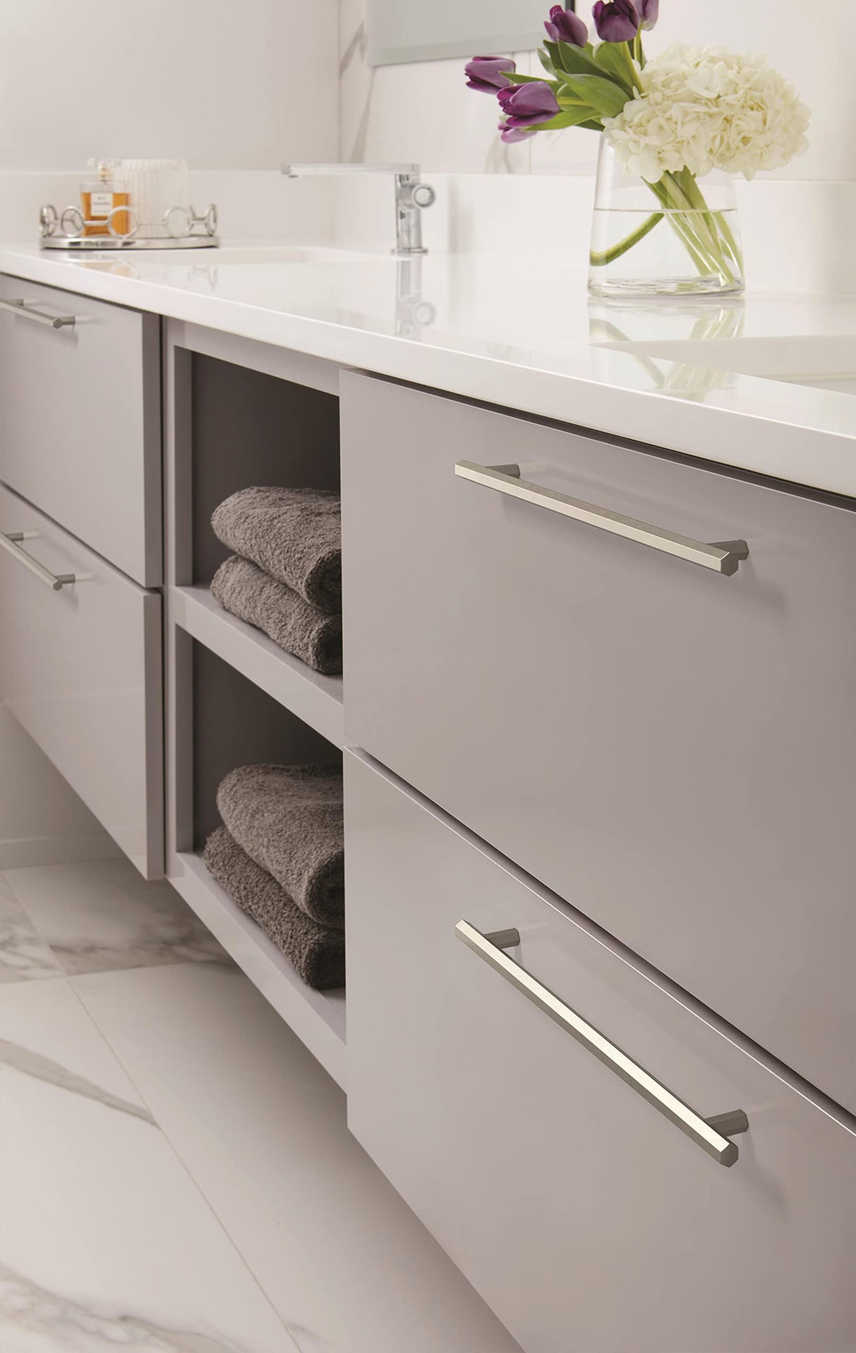 Amerock Cabinet Pull Satin Nickel 10-1/16 inch (256 mm) Center-to-Center Caliber 1 Pack Drawer Pull Cabinet Handle Cabinet Hardware