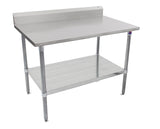 John Boos ST6R5-3060GSK Stallion Stainless Steel 5" Riser Top Work Table with Adjustable Galvanized Lower Shelf and Legs, 60" Length x 30" Width