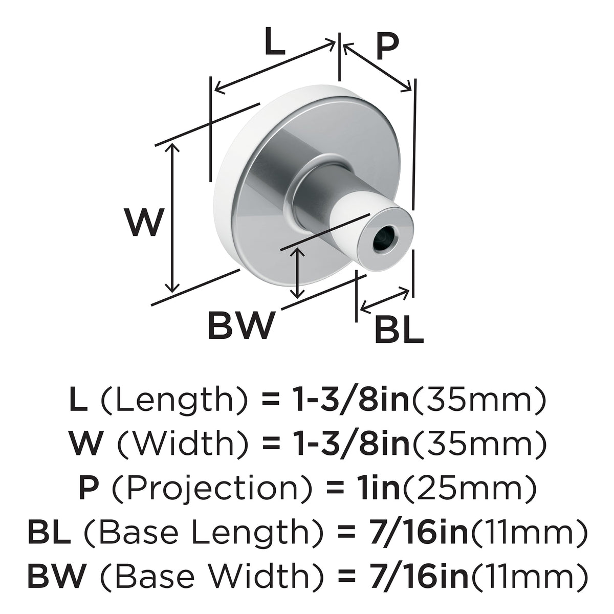 Amerock Cabinet Knob Polished Chrome 1-3/8 inch (35 mm) Diameter Versa 1 Pack Drawer Knob Cabinet Hardware