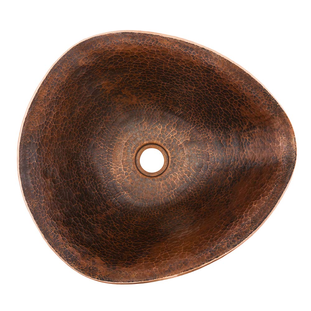 Premier Copper Products PVSHELL17-Inch Free Form Hand Forged Old World Copper Vessel Sink, Oil Rubbed Bronze