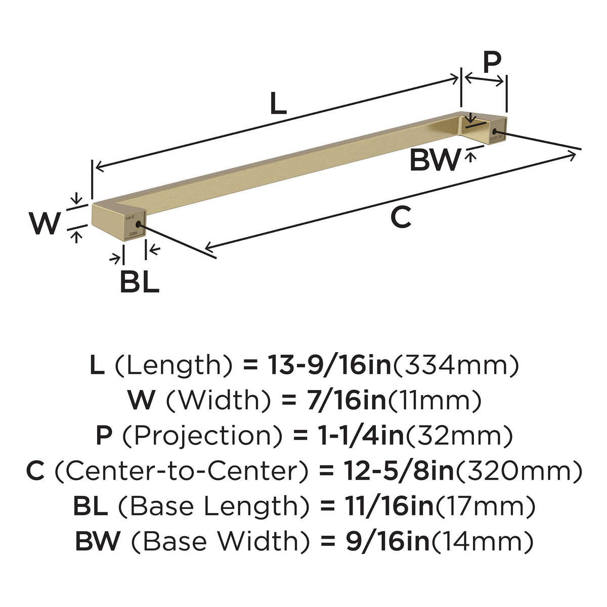 Amerock BP55284BBZ Golden Champagne Cabinet Pull 12-5/8 in (320 mm) Center-to-Center Cabinet Handle Blackrock Drawer Pull Kitchen Cabinet Handle Furniture Hardware
