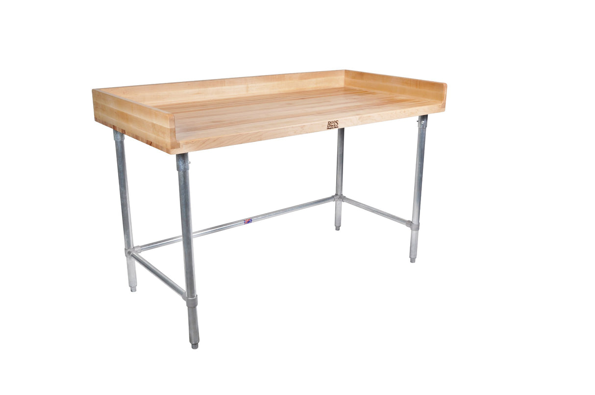 John Boos DNB07 Maple Top Work Table with 4" Riser, Galvanized Base and Bracing, 48" x 30" 1-3/4-3/4"