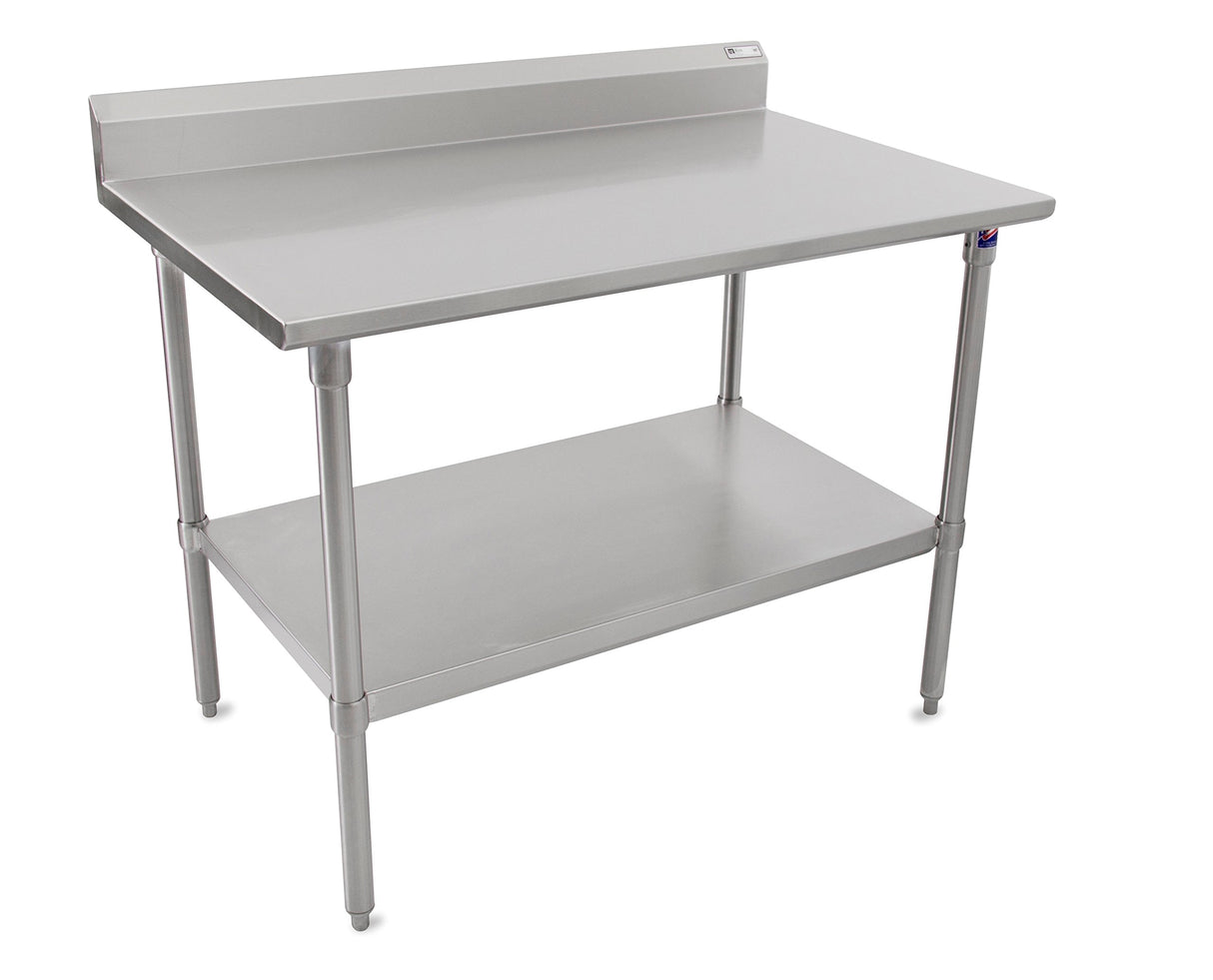 John Boos ST6R5-2448SSK Stallion Stainless Steel 5" Riser Top Work Table with Adjustable Lower Shelf and Legs, Top, 48" Length x 24" Width