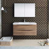 Fresca FVN9040RW Fresca Tuscany 40" Rosewood Wall Hung Modern Bathroom Vanity w/ Medicine Cabinet