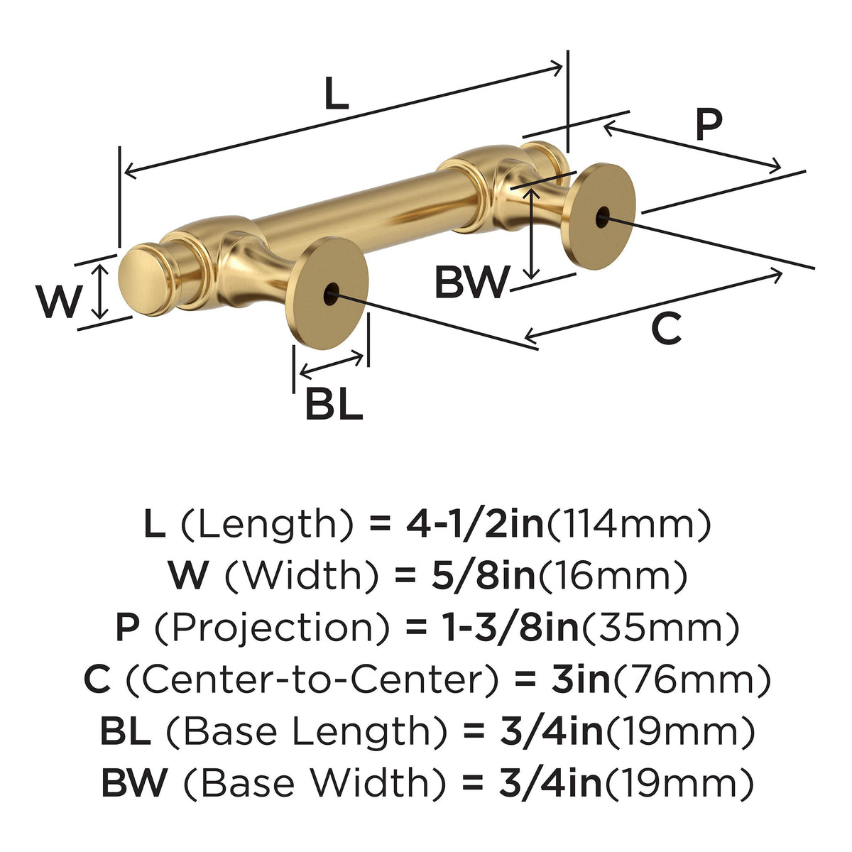 Amerock BP36770CZ Champagne Bronze Cabinet Pull 3 in (76 mm) Center-to-Center Cabinet Handle Winsome Drawer Pull Kitchen Cabinet Handle Furniture Hardware