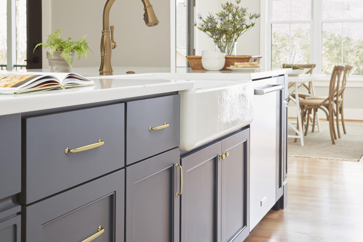 Amerock Cabinet Pull Golden Champagne 5-1/16 in (128 mm) Center-to-Center Drawer Pull Renown Kitchen and Bath Hardware Furniture Hardware
