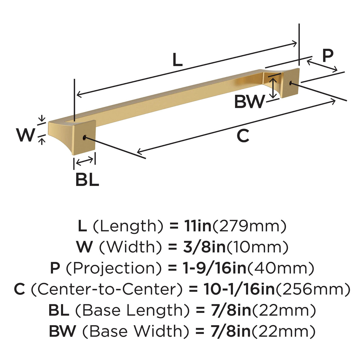 Amerock BP53536CZ Champagne Bronze Cabinet Pull 10-1/16 in (256 mm) Center-to-Center Cabinet Handle Mulholland Drawer Pull Kitchen Cabinet Handle Furniture Hardware
