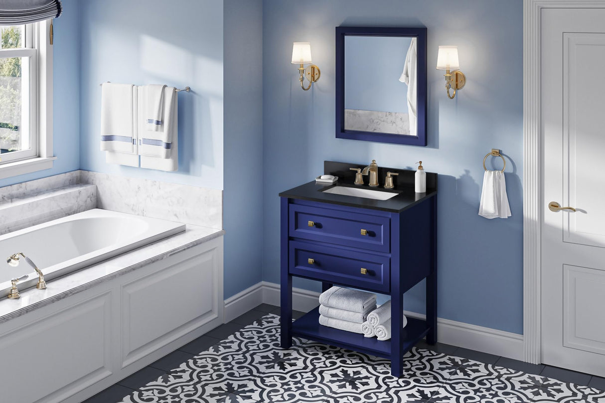 Jeffrey Alexander VKITADL30GRBGR 30" Grey Adler Vanity, Black Granite Vanity Top, undermount rectangle bowl