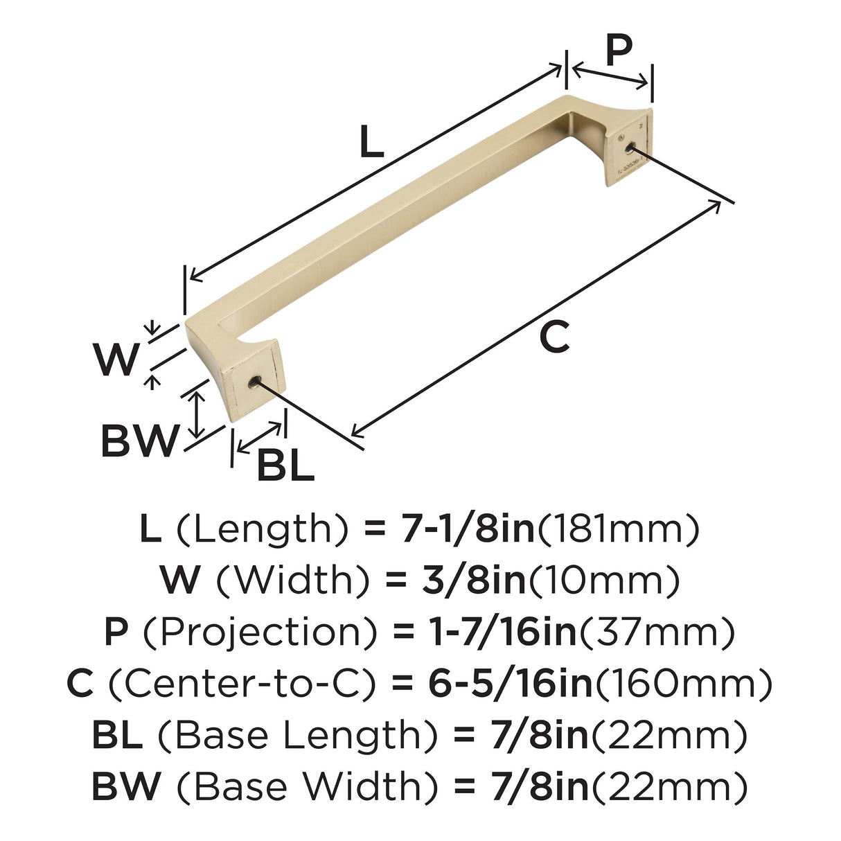 Amerock Cabinet Pull Champagne Bronze 6-5/16 inch (160 mm) Center to Center Mulholland 1 Pack Drawer Pull Drawer Handle Cabinet Hardware