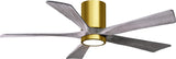 Matthews Fan IR5HLK-BRBR-BW-52 IR5HLK five-blade flush mount paddle fan in Brushed Brass finish with 52” solid walnut tone blades and integrated LED light kit.