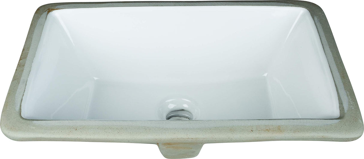 Hardware Resources H8909WH 16" L x 9-7/8" W White Rectangle Undermount Porcelain Bathroom Sink With Overflow