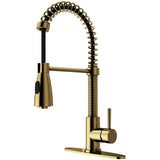 VIGO VG02003MGK1 19" H Brant Single-Handle with Pull-Down Sprayer Kitchen Faucet with Deck Plate in Matte Gold