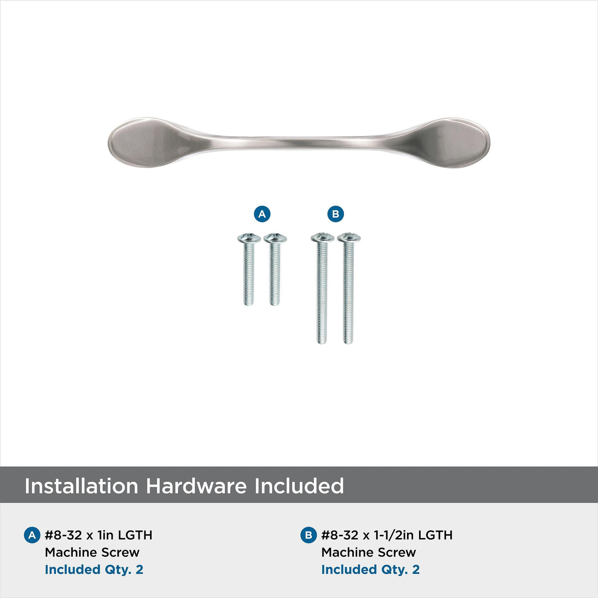 Amerock Cabinet Pull Satin Nickel 3 inch (76 mm) Center-to-Center Ravino 1 Pack Drawer Pull Drawer Handle Cabinet Hardware