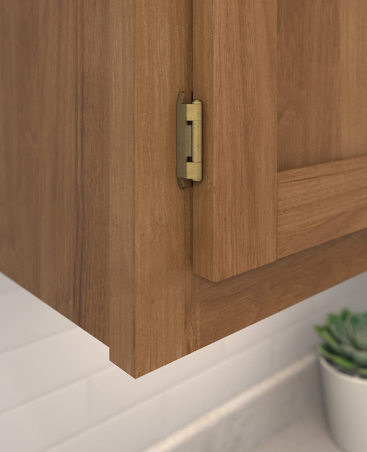 Amerock Double Demountable Cabinet Hinge 1/2 inch (13 mm) Overlay Hinge Burnished Brass 2 Pack Self-Closing Hinge Cabinet Door Hinge