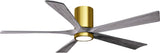 Matthews Fan IR5HLK-BRBR-BW-60 IR5HLK five-blade flush mount paddle fan in Brushed Brass finish with 60” solid walnut tone blades and integrated LED light kit.