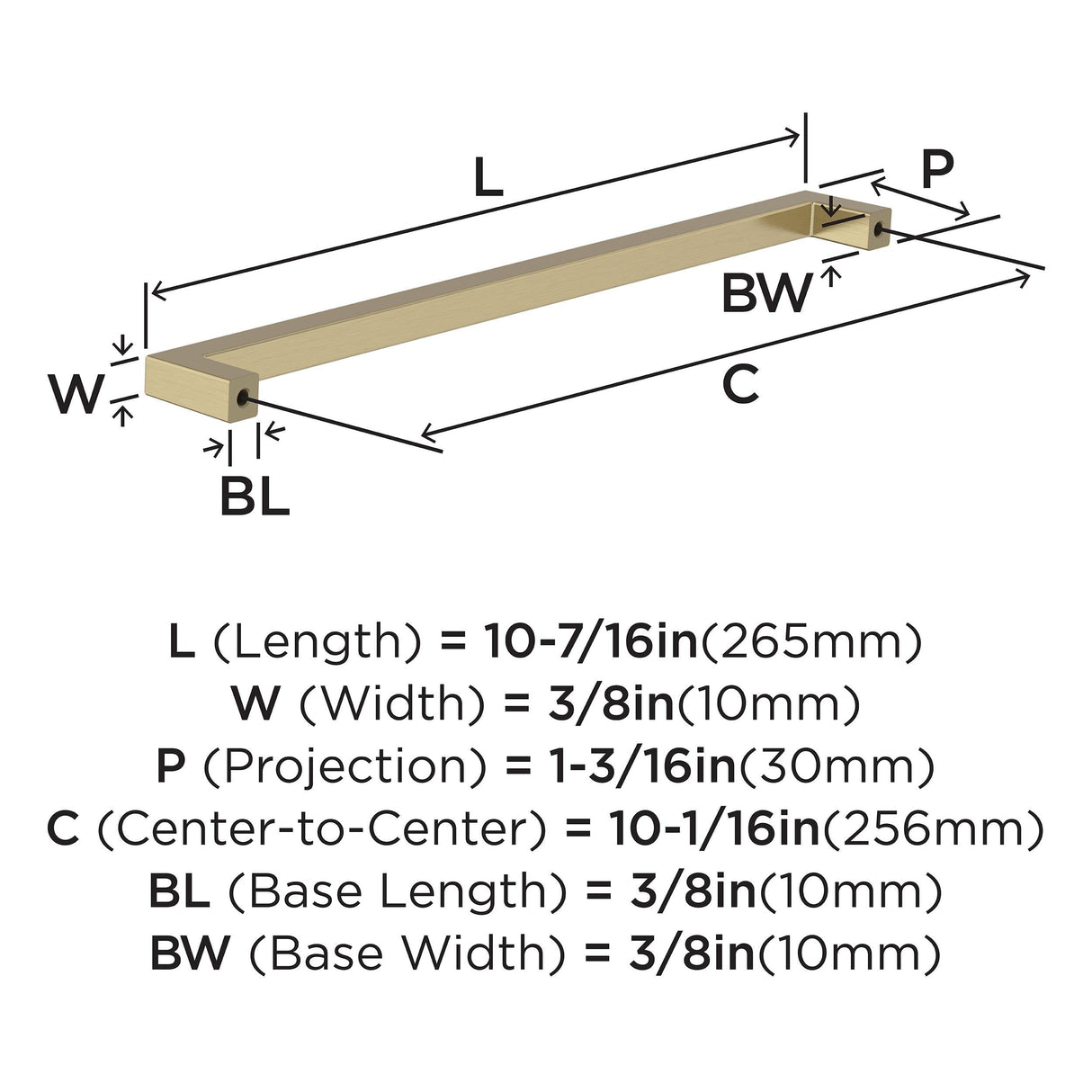 Amerock BP36910BBZ Golden Champagne Cabinet Pull 10-1/16 in (256 mm) Center-to-Center Cabinet Handle Monument Drawer Pull Kitchen Cabinet Handle Furniture Hardware