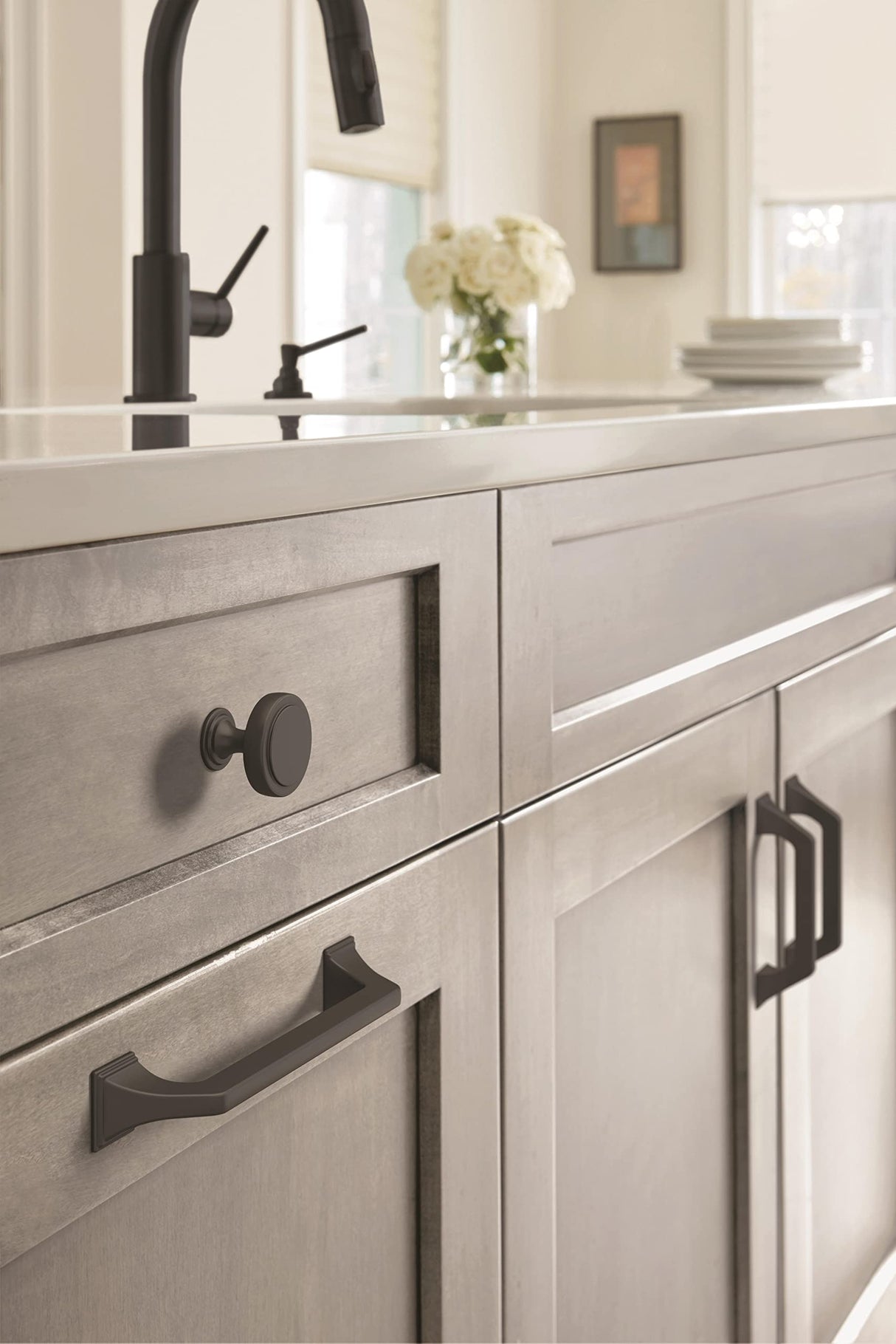 Amerock Cabinet Pull Matte Black 3-3/4 inch (96 mm) Center-to-Center Exceed 1 Pack Drawer Pull Cabinet Handle Cabinet Hardware