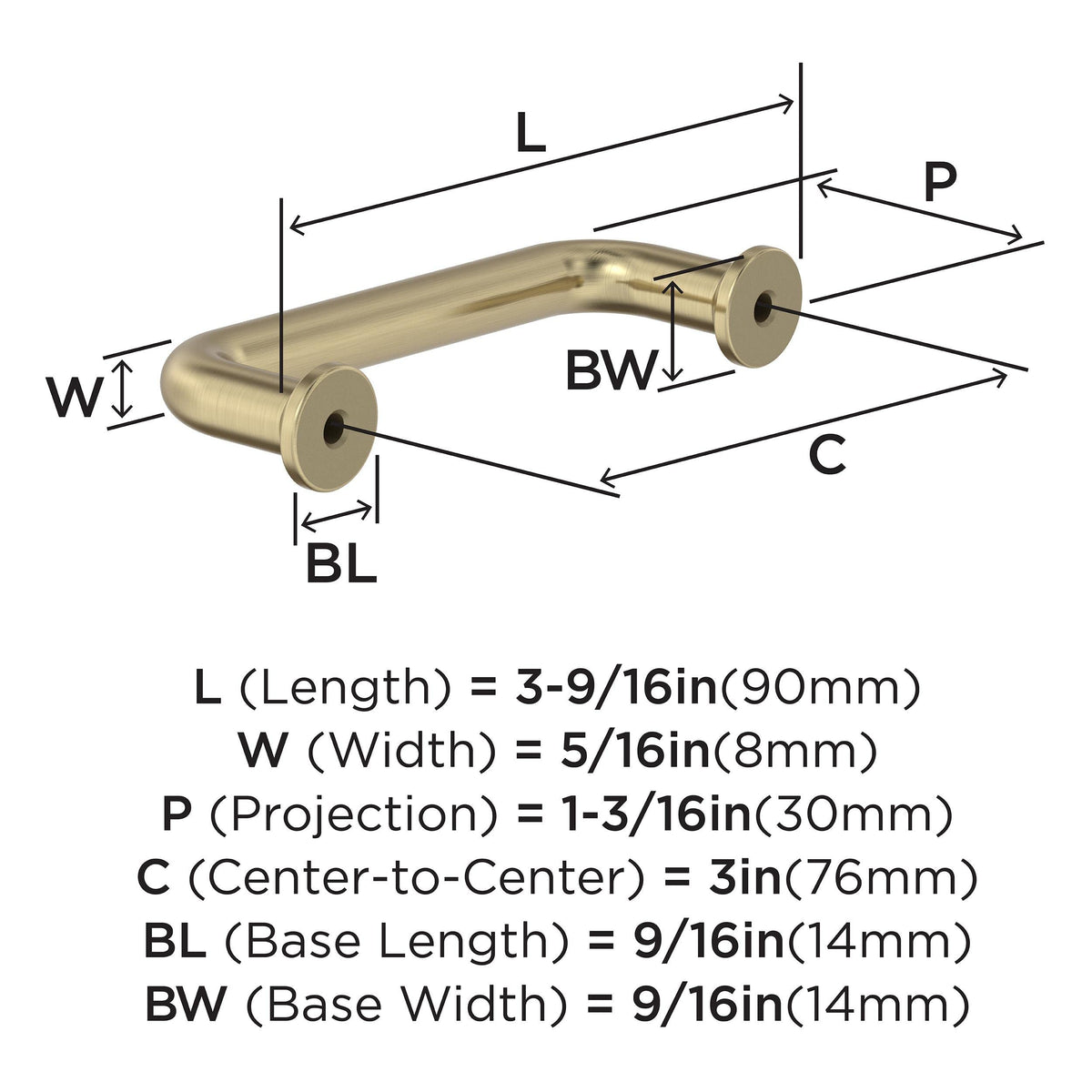 Amerock BP37380BBZ Golden Champagne Cabinet Pull 3 in (76 mm) Center-to-Center Cabinet Handle Factor Drawer Pull Kitchen Cabinet Handle Furniture Hardware