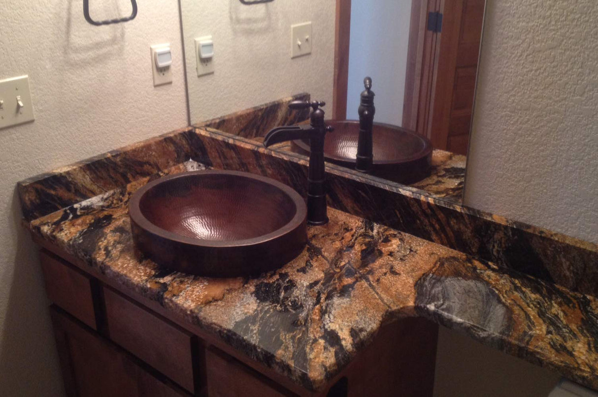Premier Copper Products VO18SKDB 18" Oval Skirted Vessel Hammered Copper Sink